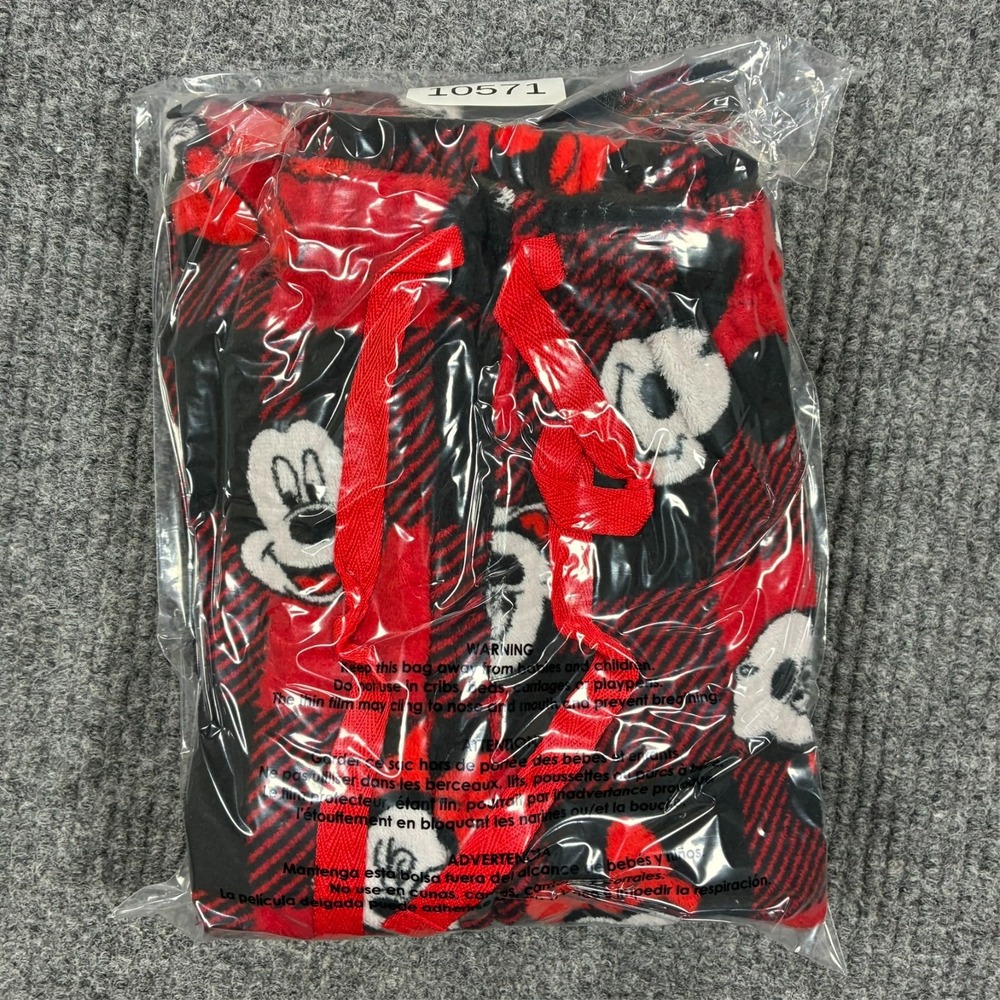 Disney Mickey Minnie Pajama Pants Womens Size 1X Red Black Plush Fleece Plaid - Picture 9 of 9